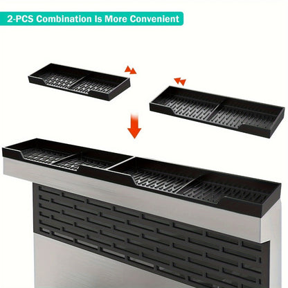 Magnetic Stove Shelf Kitchen Organizer, 30-Inch Silicone Spice Ledge with Eight Embedded Magnets