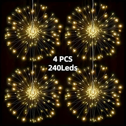 Solar Starburst Lantern Fairy Lights Outdoor 5 Pack 450 LED - Remote & Timer, 8 Modes, Adjustable Brightness