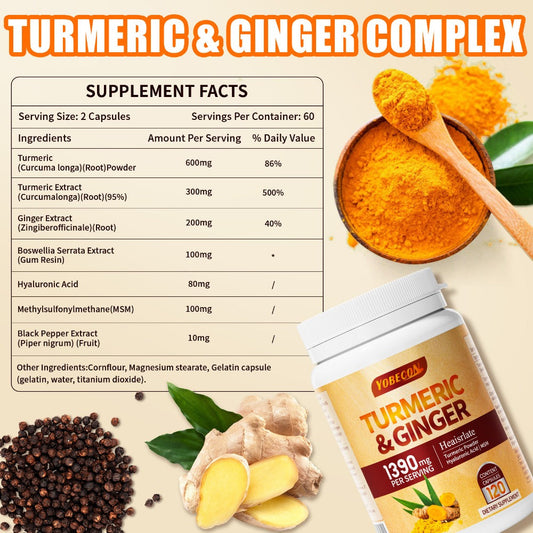 Turmeric Supplement with Black Pepper – Sports Recovery, Skin Health & Digestion Support for Women & Men, 120 Powder Capsules Anti-Inflammatory Vitality Formula