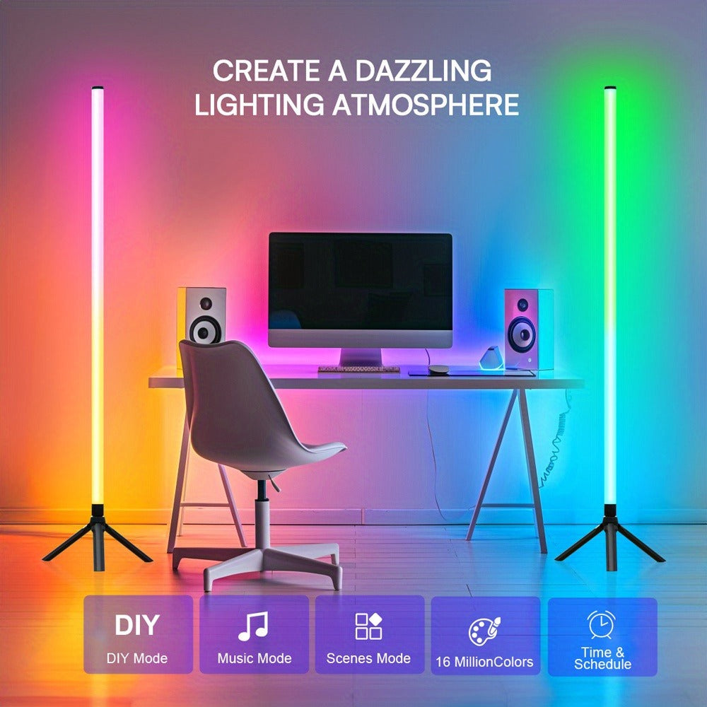 48.8-Inch RGB Tube Floor Lamp with Tripod Stand in One- or Two-Pack App and Remote Checkouts