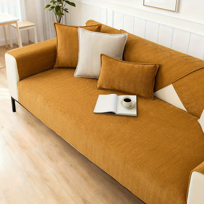 Sofa Cover Ribbed Chenille Stretch Panels with Non-Slip Design for 1 to 4 Seats, Armrests or Cushions