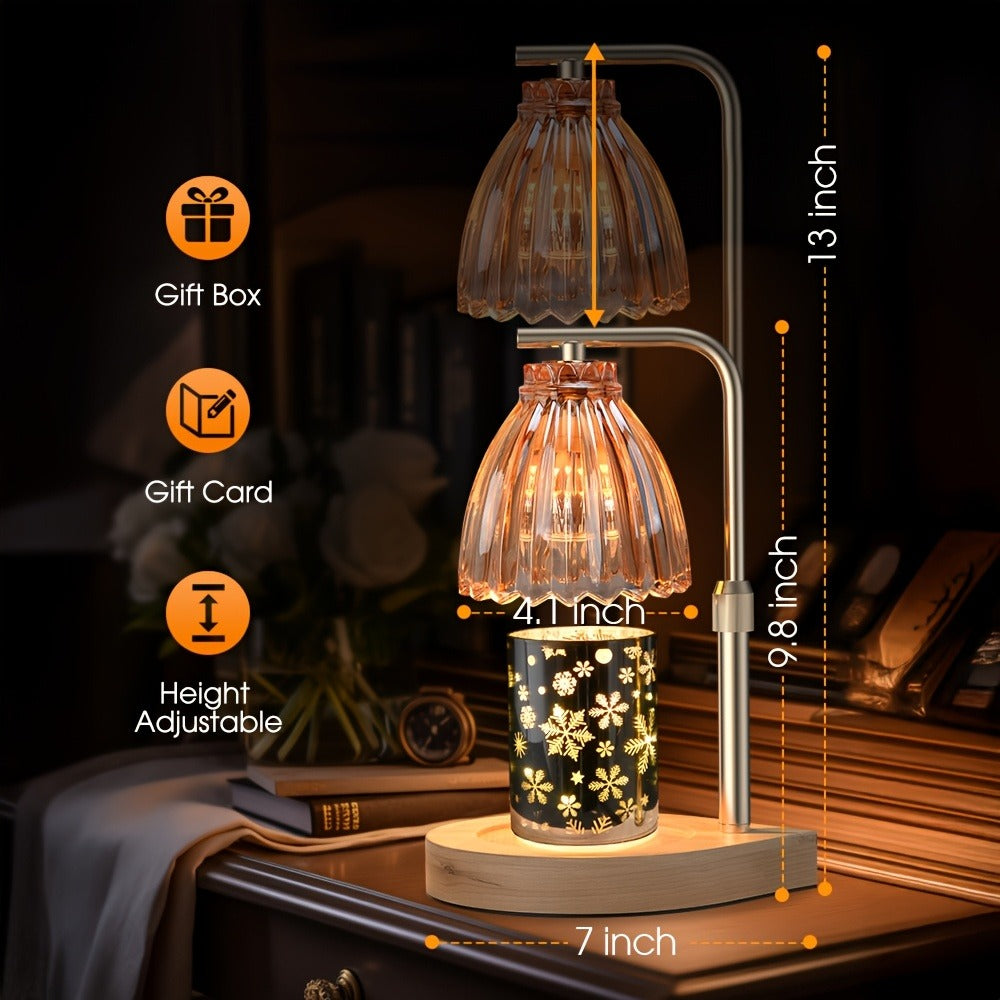 Gold Candle Warmer Lamp Dimmable Adjustable Height Single Wax Melt Warmer for Scented Candle Jars Flameless Electric Candle Lamp Golden Finish Home Decor Gift for Wife Mom Friend Mother's Day Housewarming