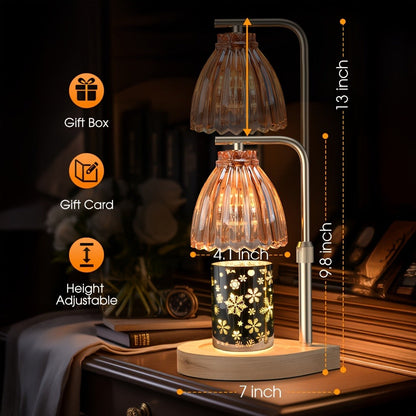 Gold Candle Warmer Lamp Dimmable Adjustable Height Single Wax Melt Warmer for Scented Candle Jars Flameless Electric Candle Lamp Golden Finish Home Decor Gift for Wife Mom Friend Mother's Day Housewarming