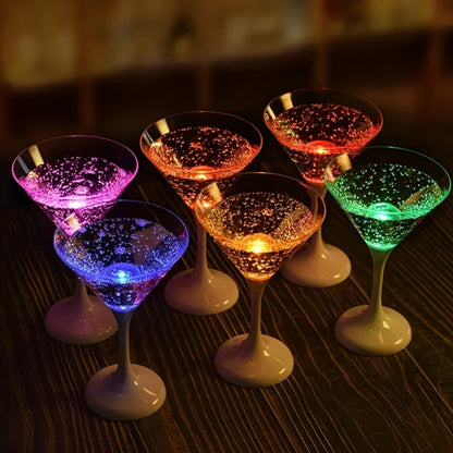 Six-Piece LED Light-Up Drinkware Set with Two Style Options: Champagne Flutes or Cocktail Glasses