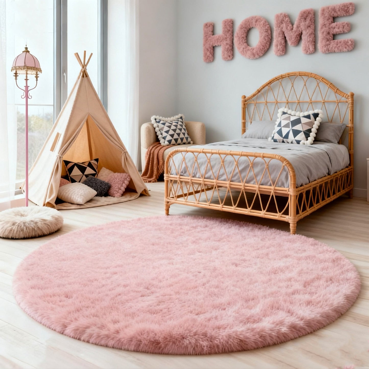 Round Shaggy Area Rug in Seven Solid or Tie-Dye Colors with 4 x 4-Foot to 8 x 8-Foot Sizes