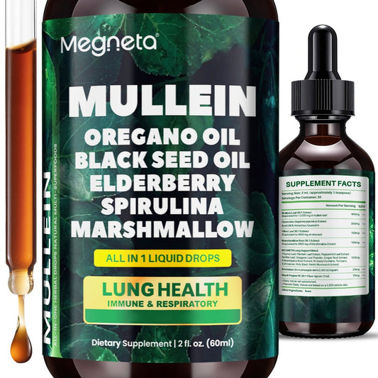 Mullein Leaf Liquid Drops for Lung Health & Respiratory Support – Natural Herbal Formula for Breathing Comfort, Immune & Digestive System | 2 Fl Oz | ShopVora UK