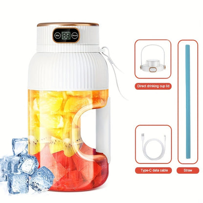 Portable Blender Cup with Top Digital Display, Integrated Side Grip, Travel Cover and Green or White Options