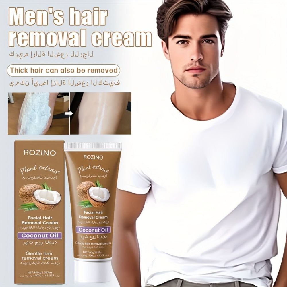 Hair Removal Cream ROZINO 100g Coconut Tube with Carton for Women’s External Body Grooming Routine