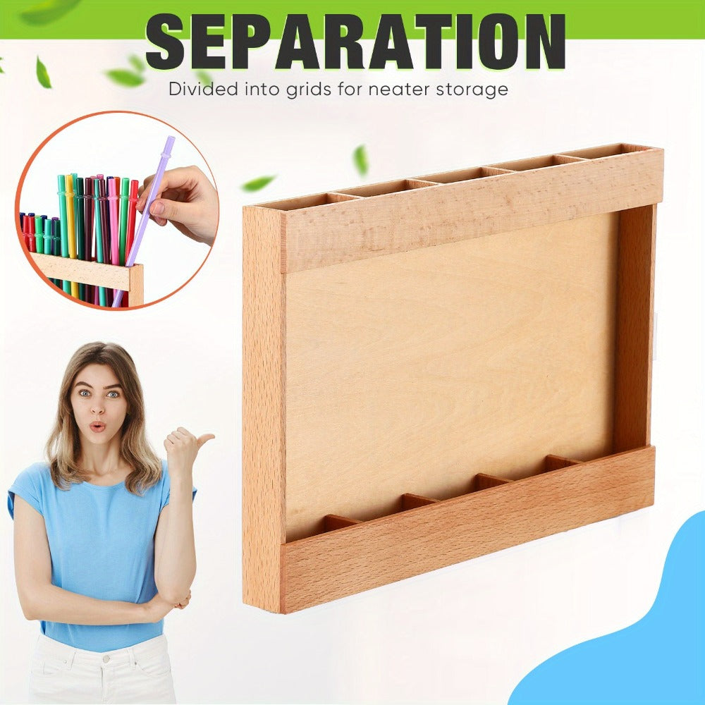9.8 Inch Acacia Wood Straw Holder for Cabinet Doors, Counters and Reusable Straw Organization