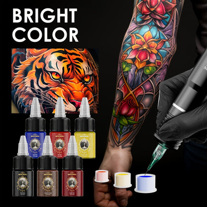 Tattoo Ink 14- or 21-Color Set with 0.5oz 15ml Bottles and Two Source Palette Choices for Color Selection