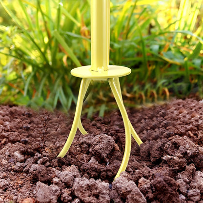 Manual Twist Tiller with Four Curved Soil Claws, Three-Section T-Handle and Yellow or Orange Options