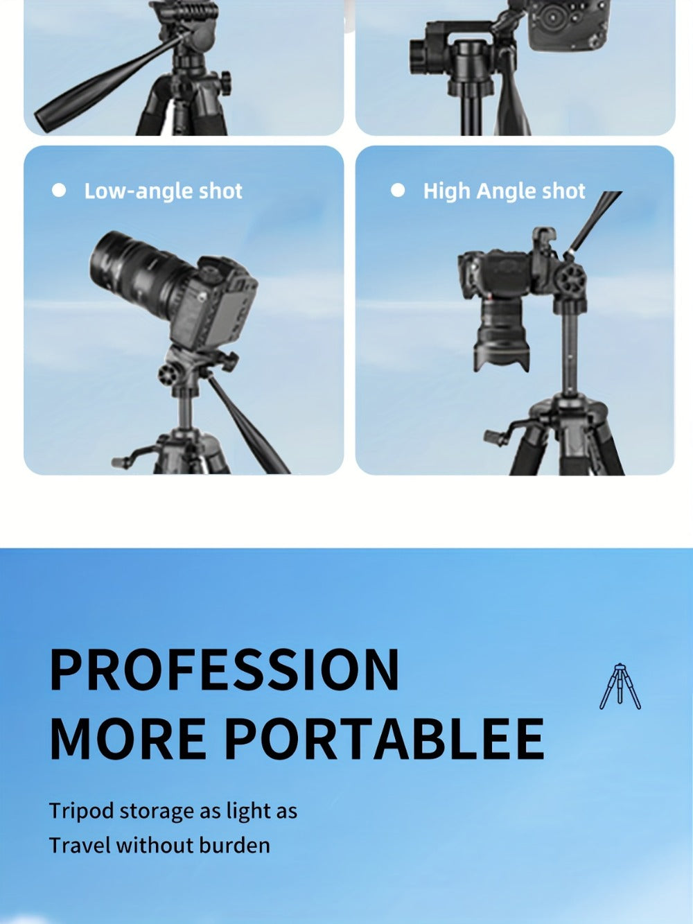 Camera Tripod 74 Inch Aluminum Alloy Heavy Duty with Dual Quick Release Plate, Phone Clip & Carrying Bag – Professional Stand for DSLR, Mirrorless, Webcam, Projector & Spotting Scope