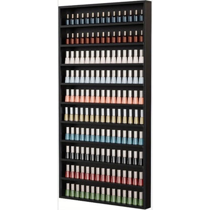 Nail Polish Rack Wall Mount Organizer 6-Tier & 10-Tier with Acrylic Baffle – Salon Display Shelf for Nail Polish Storage, Home Nail Studio & Spa, Black White Pink