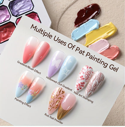 4-in-1 Pat Ombre Gel Nail Polish 9 Colors Gradient Stamping Painting Rub Powder – Solid Varnish for DIY French Manicure & Salon Nail Art, Chrome Glitter Effect for Women by UR SUGAR