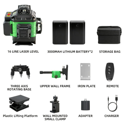 16-Line-Labeled Laser Level Kits in Five Packages with Tripod and No-Tripod Checkout Options