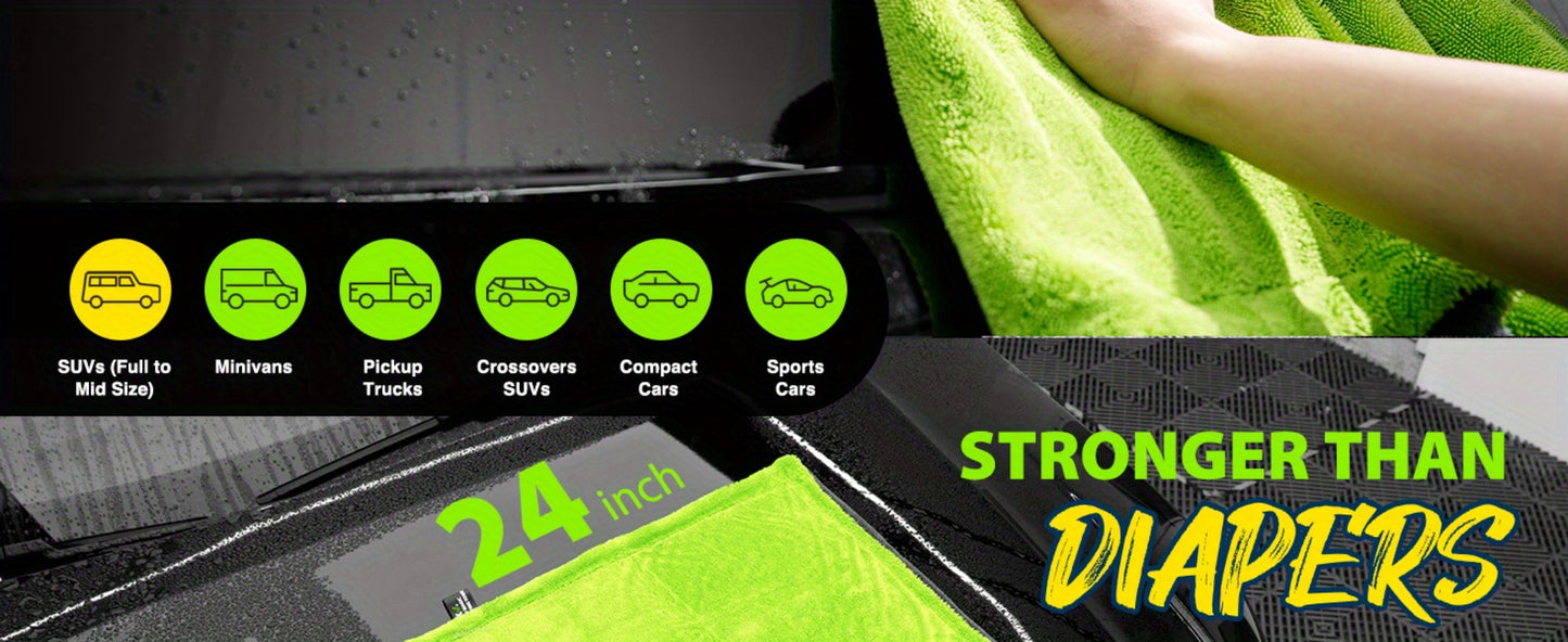 Microfiber Car Drying Towel 1400GSM – Dual-Sided Scratch-Free Twist Yarn Cloth, 48"x24" High-Absorbency Car Wash Towel