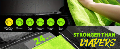 Microfiber Car Drying Towel 1400GSM – Dual-Sided Scratch-Free Twist Yarn Cloth, 48"x24" High-Absorbency Car Wash Towel