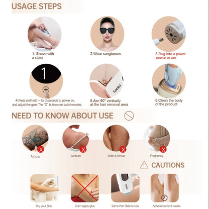 Sarisili AI01-12 IPL Hair Removal Device with Cooling Contact Area, Nine Levels and Manual or Auto Modes