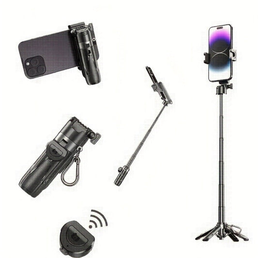 One-Click Release Selfie Stick Tripod 16 Inch Extendable with Wireless Bluetooth Remote & 360° Rotating Bracket – Lightweight Portable Phone Stand for iPhone Samsung Android Travel Vlog Concert