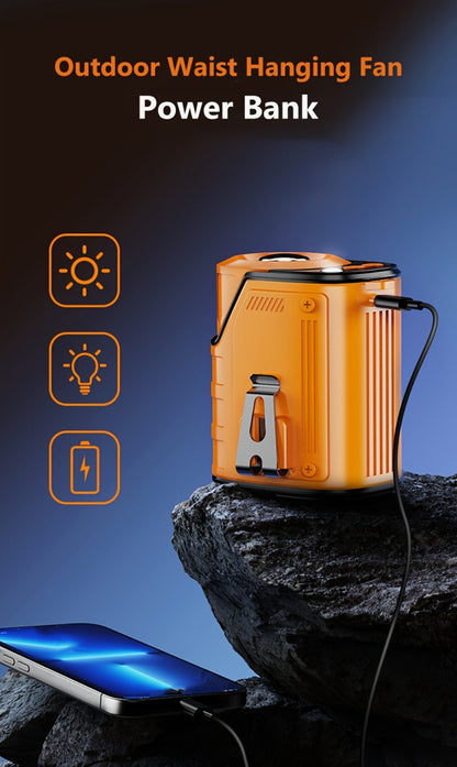 Portable Fan, 3600mAh Three-in-One Waist Clip Model with Adjustable Speeds, LED Flashlight and Digital Display