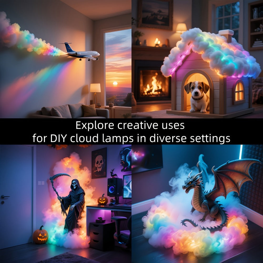 Cloud Night Light 3D RGB – DIY Thunder Cloud Lamp with Music Sync & Color Changing LED, USB Powered, Wall & Ceiling Mount, Ambient Light for Bedroom, Gaming Room & Party Decor