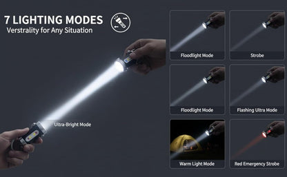 Flashlight 1200-Lumen Keychain 4-Pack with Seven Modes, USB-C Charging and Phone Power Output