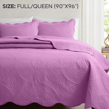 Quilted Bedspread Set 3 Piece – Soft Floral Coverlet with Pillow Shams, Lightweight Breathable Quilt for Bedroom & Guest Room, All Season Bed Cover