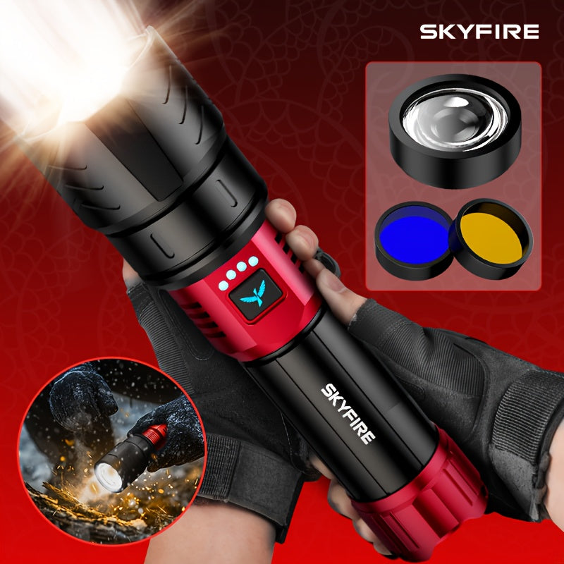 Flashlight Zoomable Rechargeable Cycling Light with Four Modes and Seven Listed Kit Configurations