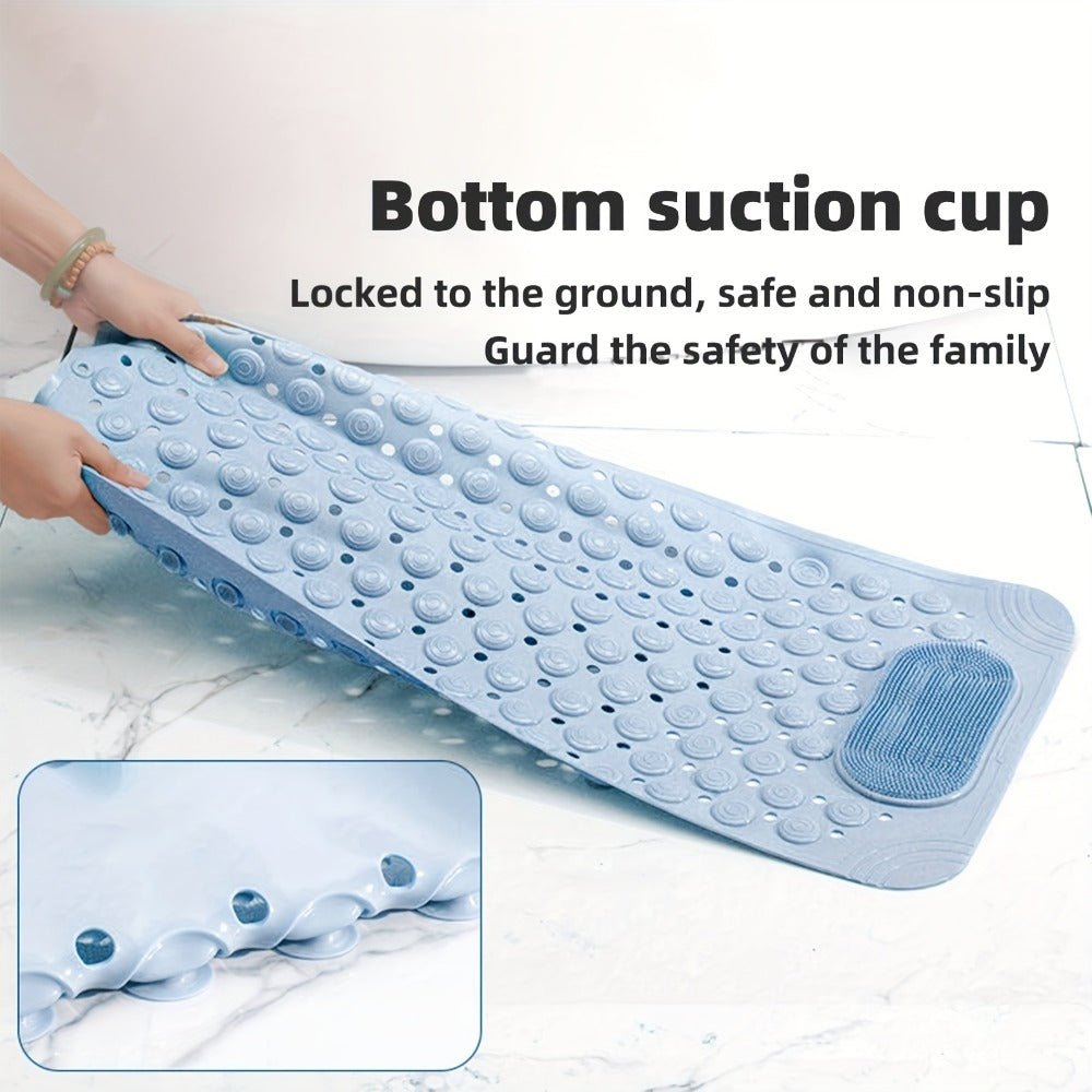 Non-Slip Bath Tub Shower Mat 27x14 Inch with Suction Cups & Drain Holes | Foot Massage Textured | Machine Washable Bathroom Safety Mat