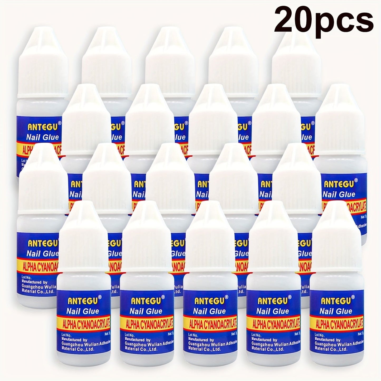 Press On Nail Glue 20 Bottles Super Strong Acrylic Bond Long Lasting False Nails Adhesive Nail Patches Broken Nail Repair Professional DIY Manicure Kit