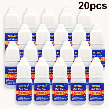 Press On Nail Glue 20 Bottles Super Strong Acrylic Bond Long Lasting False Nails Adhesive Nail Patches Broken Nail Repair Professional DIY Manicure Kit