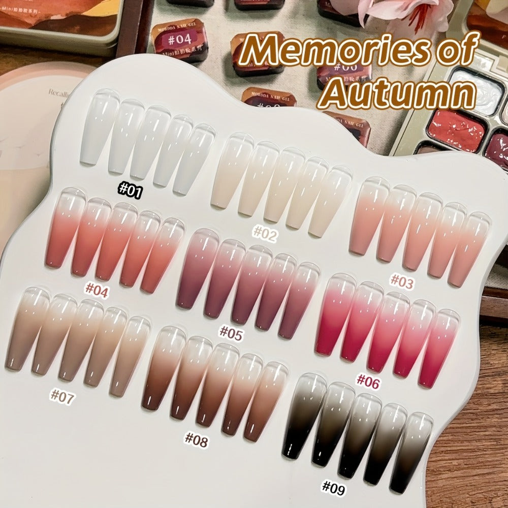 Gel Nail Polish Set with MORDDA Label, 9 Gradient Colors in the Yi Qiu Ci Nine-Grid Palette