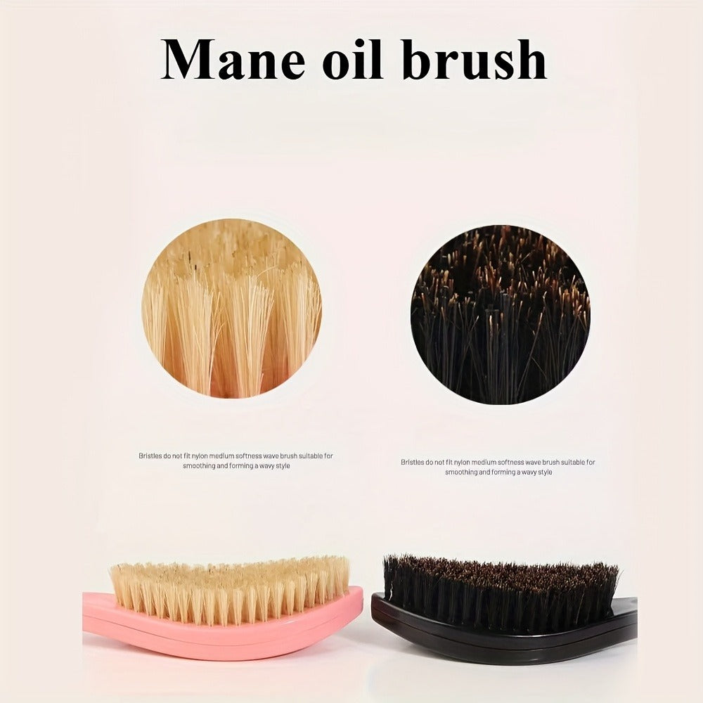 Wave Styling Brush with Curved Handle in Single-Brush or Five-Piece Hair Grooming Set Options