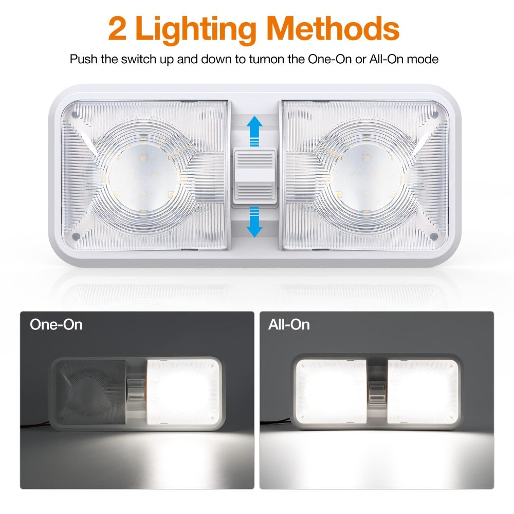 RV LED Interior Light 12V – 1000LM Dome Ceiling Light with Switch for Camper Trailer Boat Car, 8W Natural White (4 Pack)
