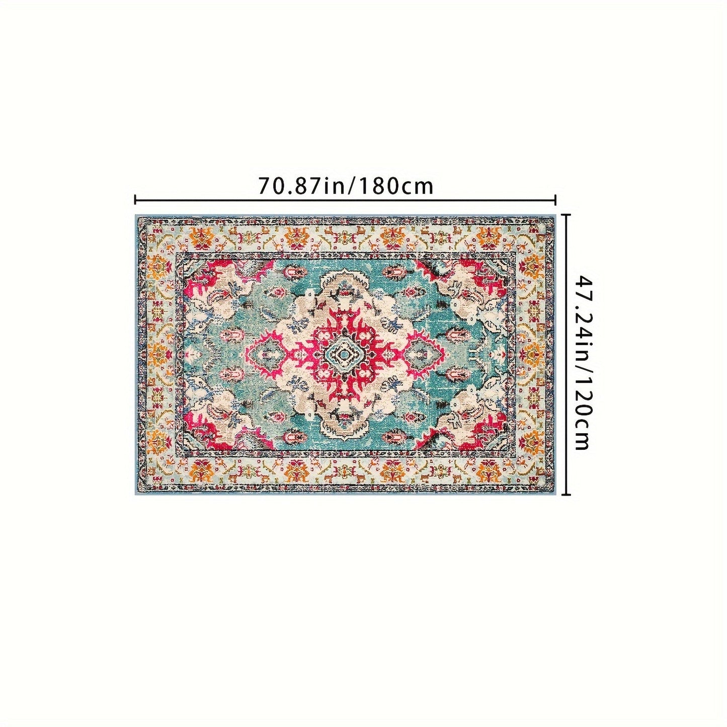 Outdoor Rug | Persian Floral Rubber Back Machine Washable Patio Garden