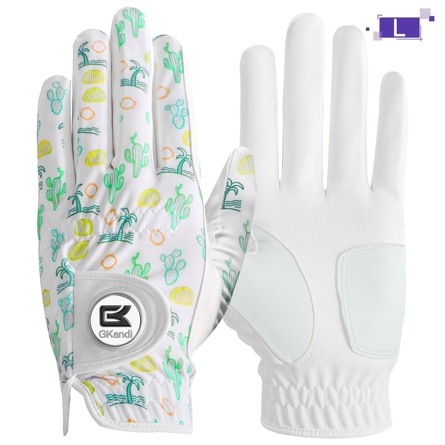 Men's Golf Glove Left Hand with Ball Marker - Breathable All Weather Grip, Hook & Loop Closure, Sizes S M ML L XL, USA Flag, Blue & White, Stylish Polyester Golf Gloves for Men Golfers, Confident Swing Every Round