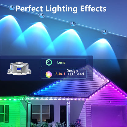 Permanent Outdoor Lights RGB LED Eave Lights with App & Remote Control, Music Sync, Timer, Triangular Lens Effect