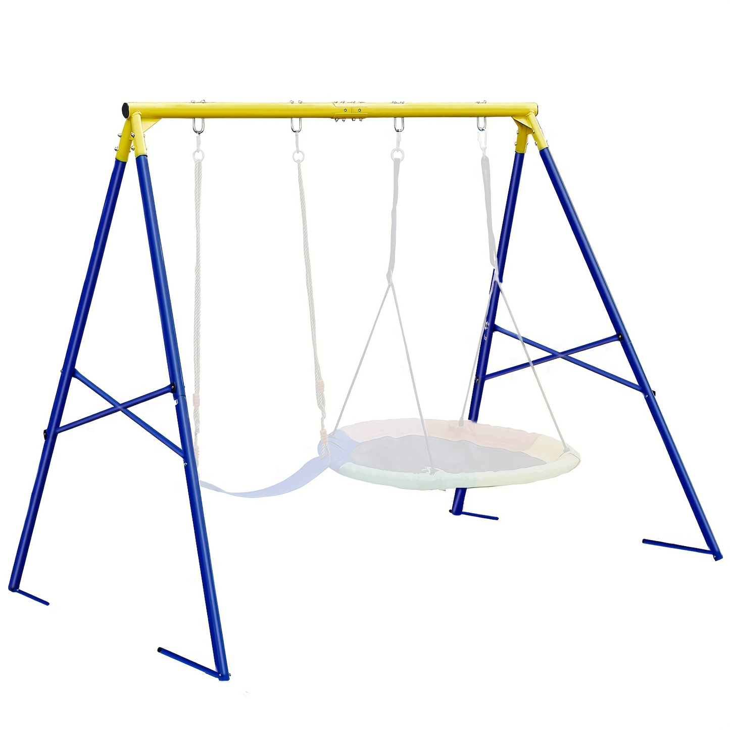 Full Steel A-Frame Swing Set Stand with Ground Stakes, Two-Swing Support and Two Color Options