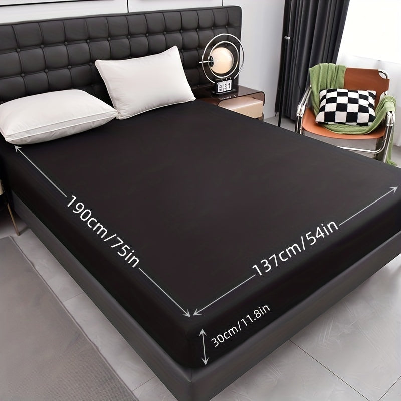 Waterproof Solid-Color Fitted Sheet with 11.8-Inch Pocket, Six Colors and Twin to King Sizes
