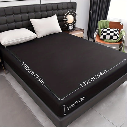 Waterproof Solid-Color Fitted Sheet with 11.8-Inch Pocket, Six Colors and Twin to King Sizes