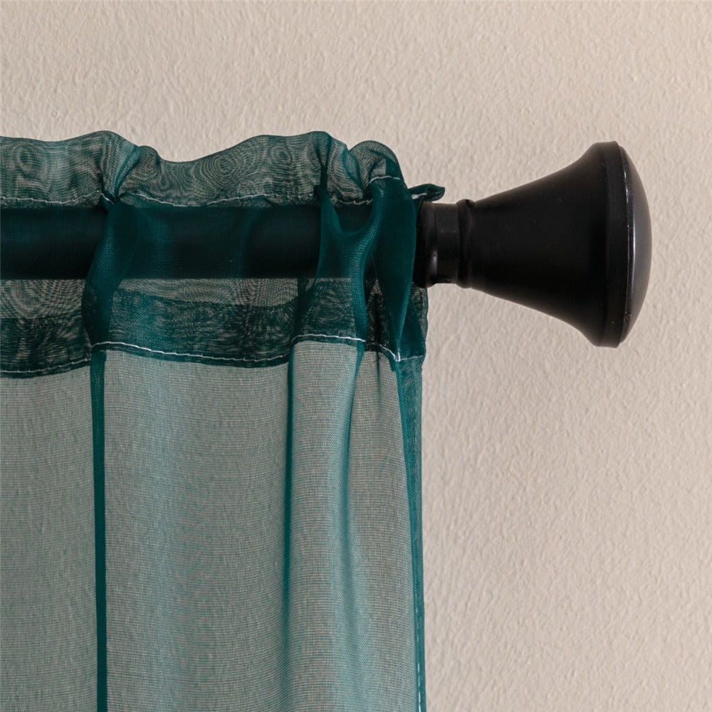 Two-Panel Solid Sheer Curtains with Rod-Pocket Header, Seven Colors and Four Size Configurations