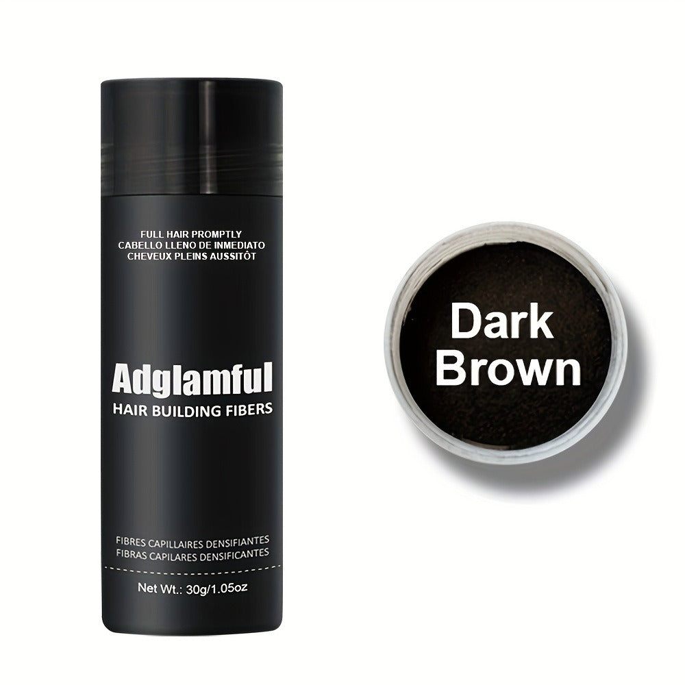 Large 30-Gram Hair Fiber Powder in Black or Dark Brown with Tall Shaker-Style Container Design