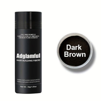 Large 30-Gram Hair Fiber Powder in Black or Dark Brown with Tall Shaker-Style Container Design