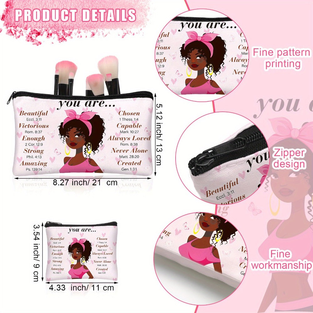 Makeup Bag – African American Makeup Bag 12-Pack Bulk Gift Set Inspirational African Queen Zipper Travel Cosmetic Pouch Toiletry…