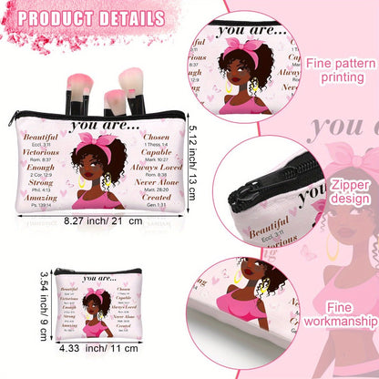 Makeup Bag – African American Makeup Bag 12-Pack Bulk Gift Set Inspirational African Queen Zipper Travel Cosmetic Pouch Toiletry…