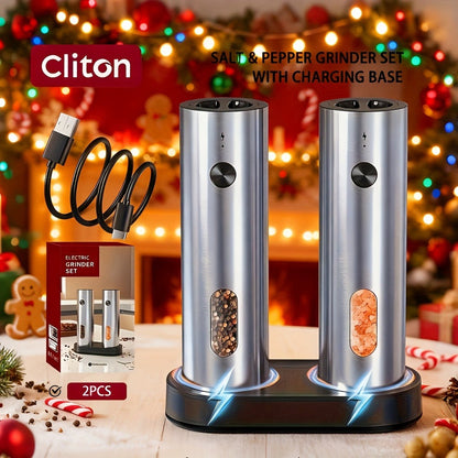 Electric Salt and Pepper Grinder Set – Rechargeable Automatic Mills with LED Light, Adjustable Coarseness & 3.72oz Capacity for Home Kitchen, BBQ, Restaurant & Outdoor Entertaining
