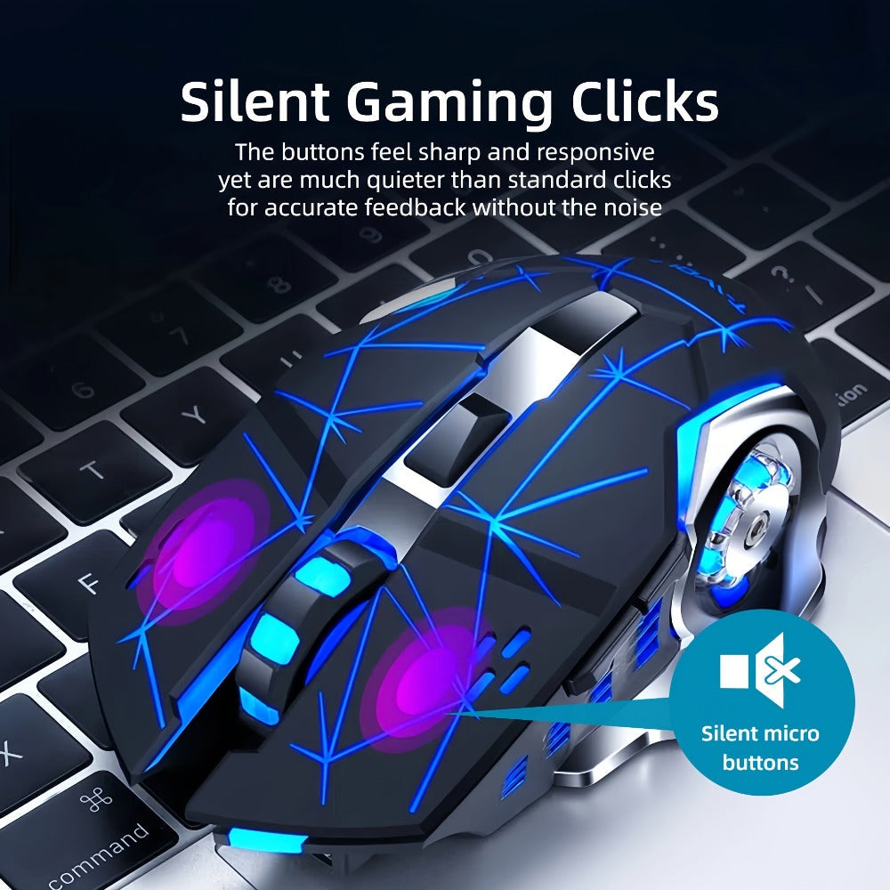 Wireless Gaming Mouse RGB Rechargeable T-WOLF 2.4GHz Ergonomic Large Mouse for PC Laptop Tablet Mac Chromebook Adjustable DPI Quiet Click Work Gaming Study Back to School Gift