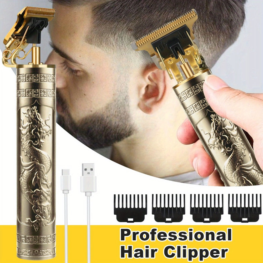 T-Blade Hair Trimmer with Four Guide Combs, USB Cable and Seven Dragon or Buddha Patterned Finish Options