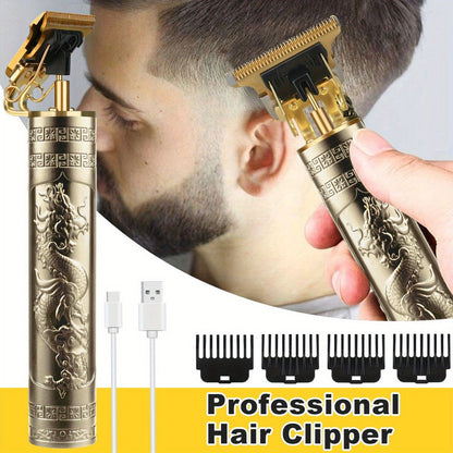 T-Blade Hair Trimmer with Four Guide Combs, USB Cable and Seven Dragon or Buddha Patterned Finish Options
