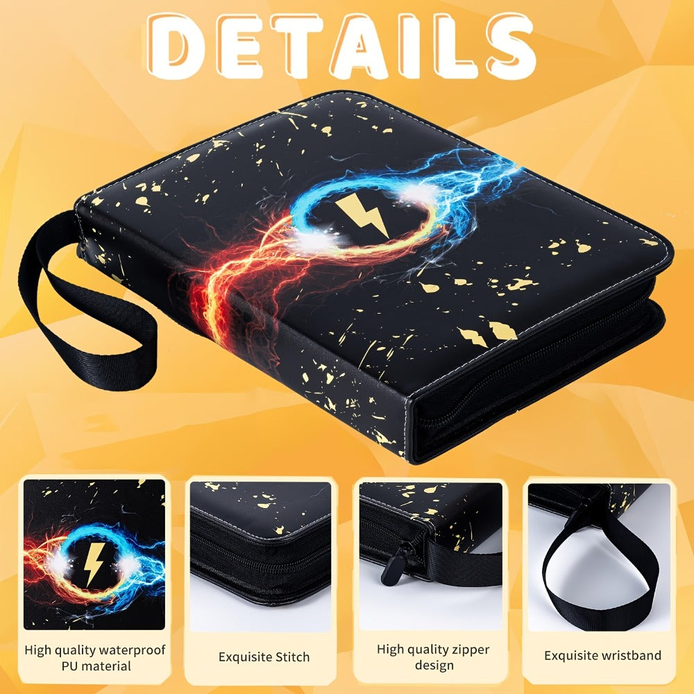 Nine-Pocket Trading Card Binder with 50 Removable Sleeves, Three-Ring Interior and Zippered Carry Case